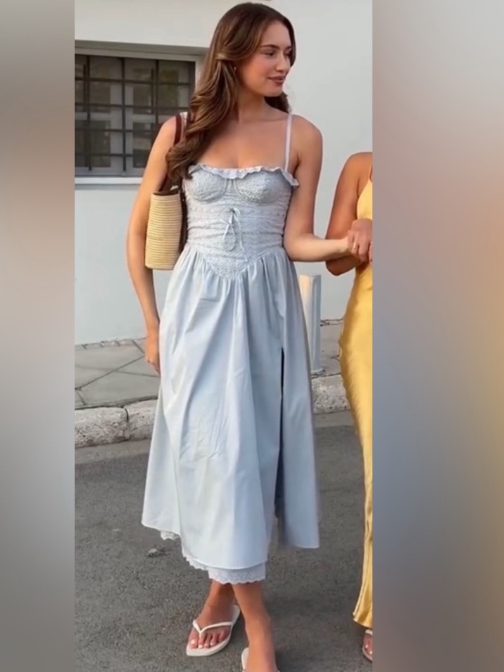 House of CB 'Jaime' Soft Blue Cotton Broderie Anglais Midi Sundress New! - Picture 3 of 15